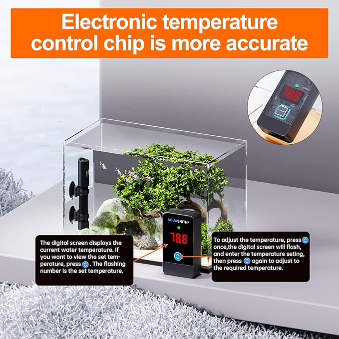 Aquarium Heater,50w/100w/150w/200w/300w/500w Submersible Fish Tank Heater,External LED Controller, with Over-Temperature Protection and Automatic Power-Off When Leaving Water for.-PawvioPets