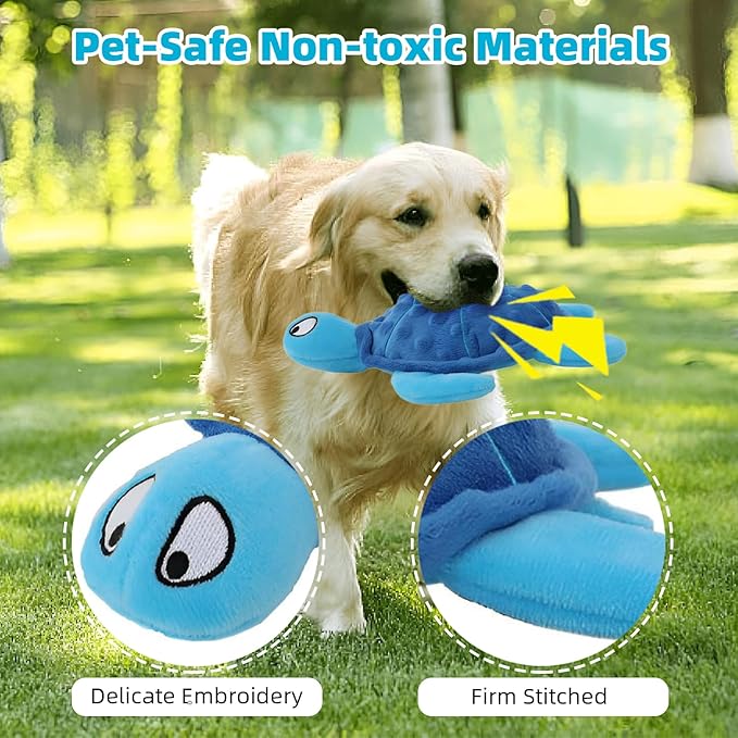 Adpartner Crinkle Dog Toys, 2 Pack Stuffed Turtle Dog Toys Squeaky Plush Dog Toy to Keep Them Busy, Interactive Dog Squeaky Toys for Small to Medium Dogs Teething Training Reduce Boredom-PawvioPets