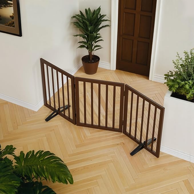 Dog Gate for Stairs,Foldable Dog Gate for Indoor Doorways House,Freestanding Pet Gates for Dogs,Doogie Puppy Fence Gate-PawvioPets