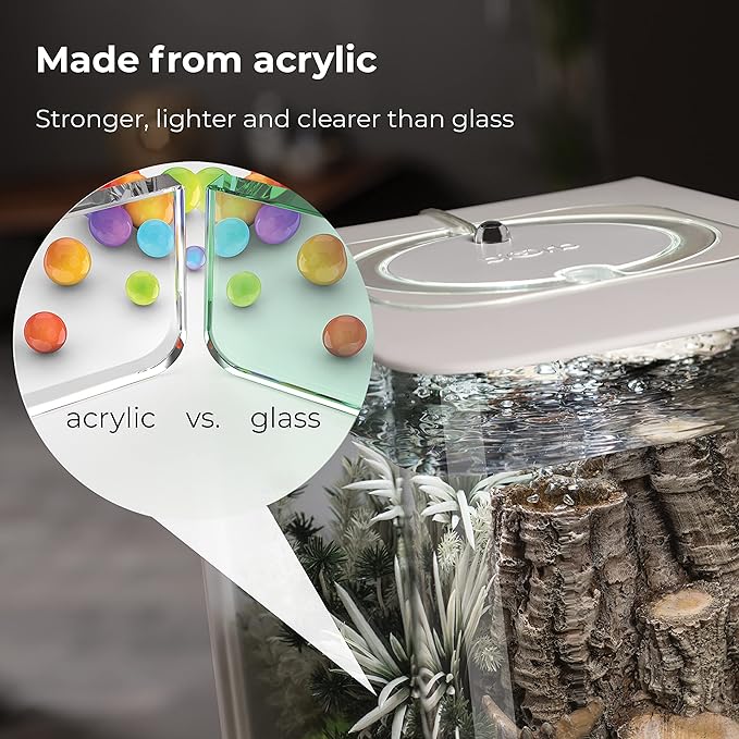 biOrb Flow 15 Acrylic 4-Gallon Aquarium with White LED Lights Modern Compact Tank for Tabletop or Desktop Display, Black-PawvioPets