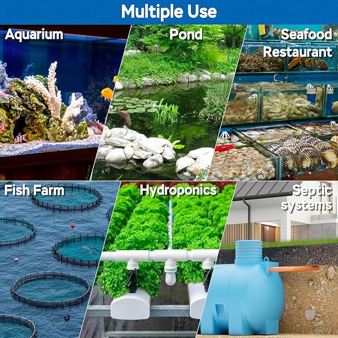 AquaMiracle Linear Air Pump ZP-40/ZP-60/ZP-100/ZP-200 for Pond Aeration, 635/950/1600/4000GPH Septic Air Pump Pond Aerators for Outdoor Ponds, Waste Treatment, Aquarium, Fish Farm, Seafood Restaurant-PawvioPets