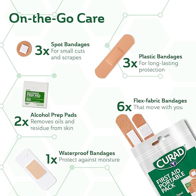 CURAD First Aid Portable Pack |15 - Count On-the-Go Essentials |12 Packs-PawvioPets