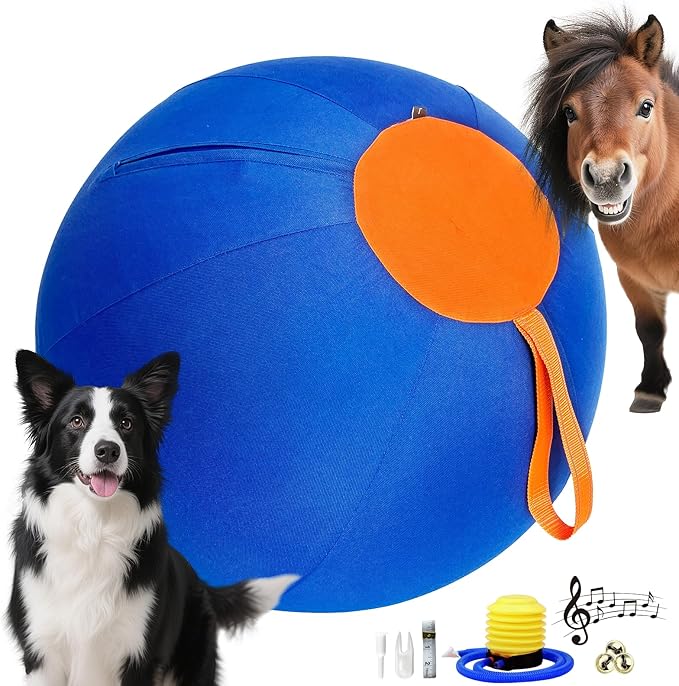 25" Herding Ball for Dogs – Durable Horse Ball Style Dog Toy with Cover – Dog Herding Toy for Outdoor Play, Training & Exercise – Great for Australian Shepherds & Large Breeds-PawvioPets