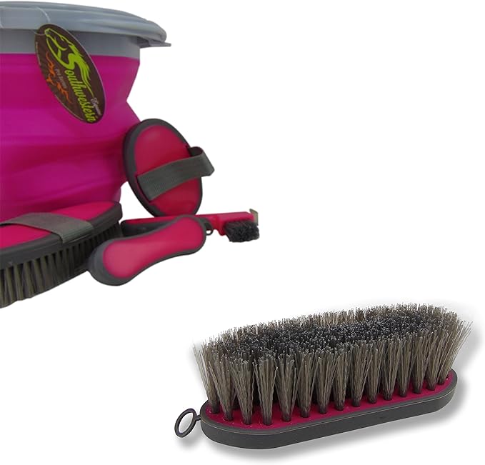 Collapsible Grooming Kit 10 Liter Bucket and 5 Grooming Tools by Southwestern Equine (Pink)-PawvioPets
