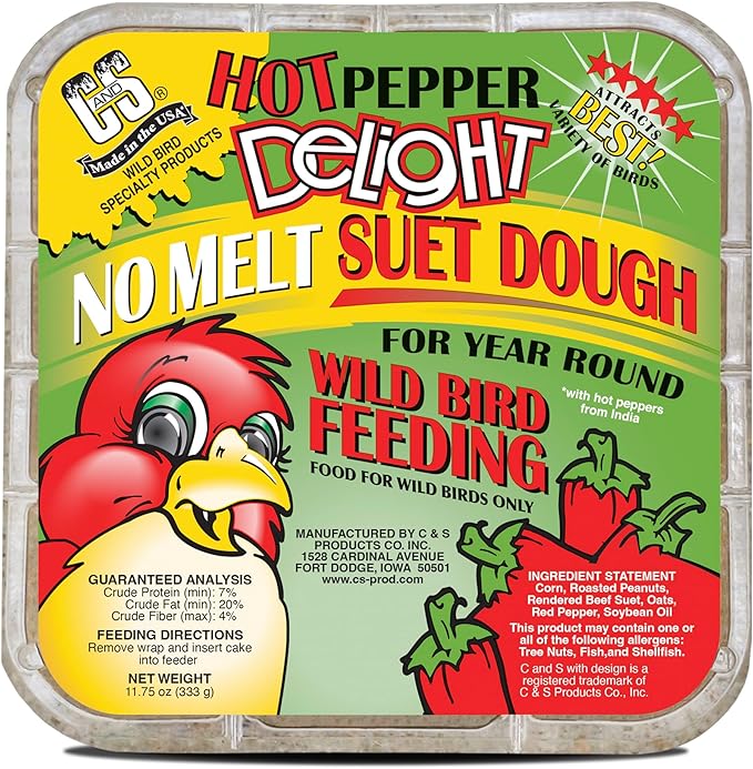 C&S Hot Pepper Delight No Melt Suet Dough 11.75 Ounces, 8 Pack-PawvioPets