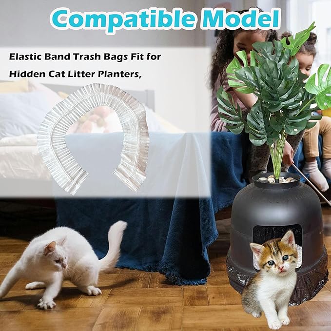 50 Pack Litter Box Liners Compatible with Lifewit Litter Box Cat, Elastic Band Trash Bags for Disposal of Cat Waste, Waterproof and Leak Proof (Clear)-PawvioPets
