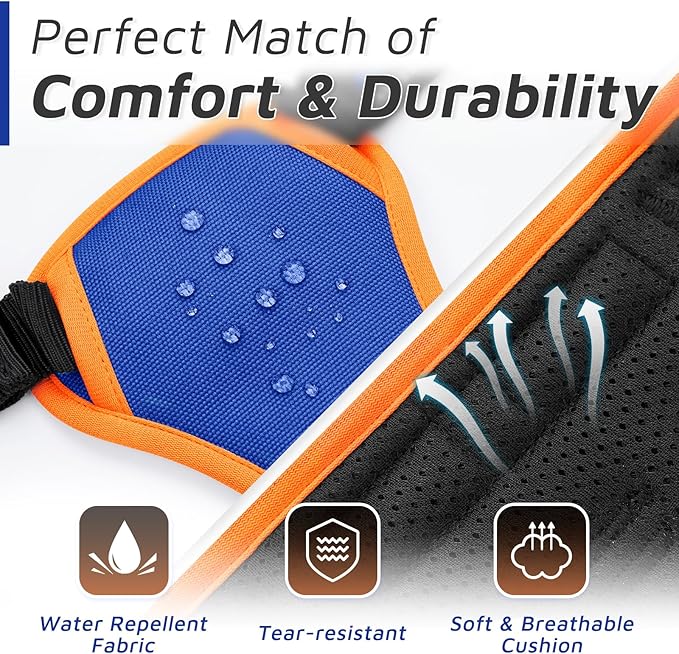 Eagloo Dog Harness for Large Dogs, No Pull Service Vest with Reflective Strips and Control Handle, Adjustable and Comfortable for Walking, No Choke Harness with 2 Metal Rings, Blue & Orange, M-PawvioPets