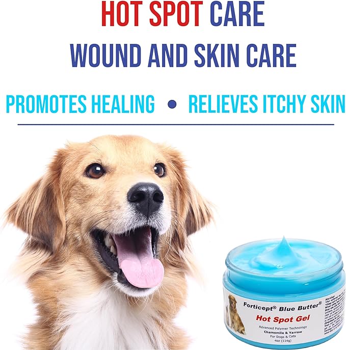 Forticept Blue Butter – Hot Spot Treatment for Dogs | Dog Wound Care | Skin Yeast Infections, Ringworm, Cuts, Rashes, First Aid Veterinary Strength Topical Ointment 4oz-PawvioPets