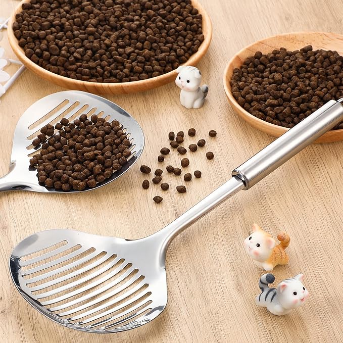 2 Pcs Cat Metal Litter Scoop Litter Scoop, Cat Accessories Scooper Stainless Steel Kitty Poop Sifting Cleaning for Litter Box, Metal Poop Sifter Pet Supplies-PawvioPets