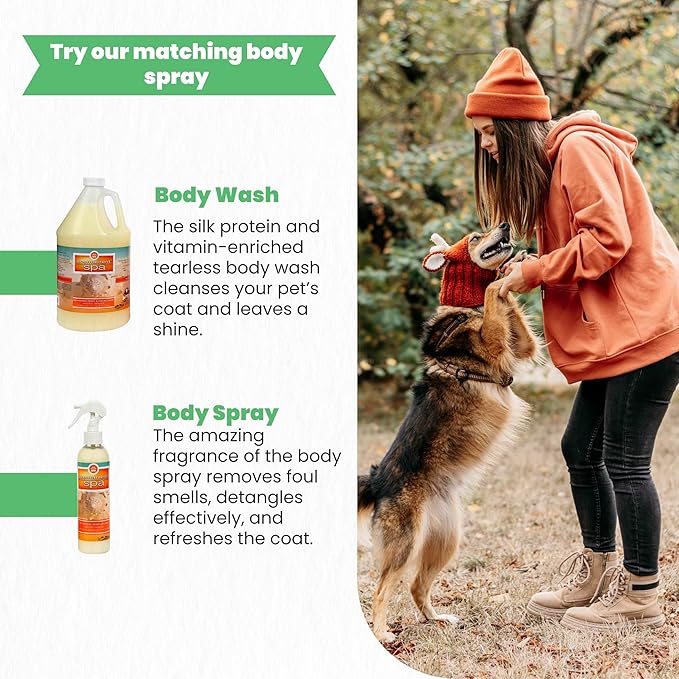 Best Shot Scentament Spa Seasonal Body and Facial Wash, Tearless Shampoo, Hypoallergenic Body Wash, Removes Tear Stains, Exotic Island, 1 Gallon-PawvioPets