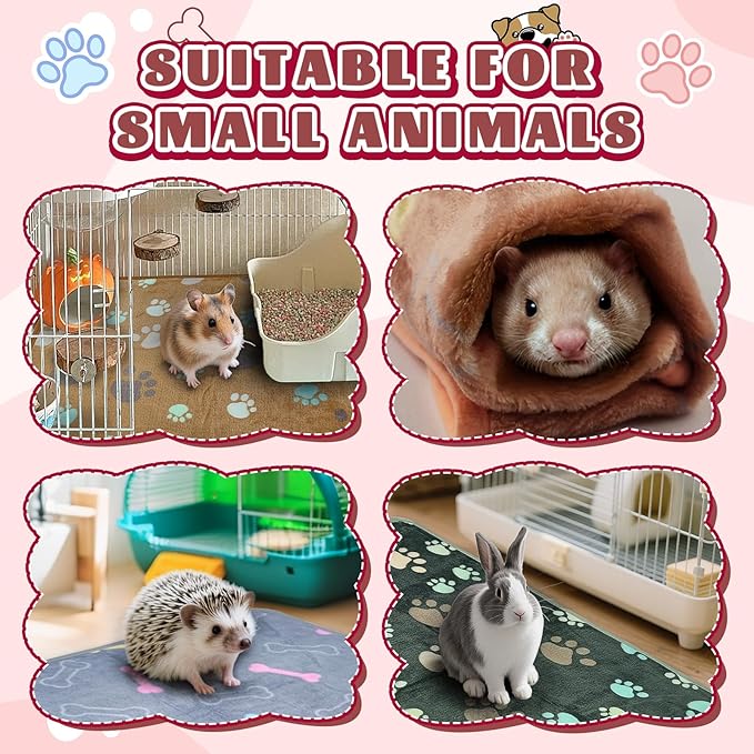 6 Pcs Washable Guinea Pig Blankets Absorbent Small Animal Fleece Bedding Waterproof Cage Liners Reusable Pet Pee Pad Sleep Mat Cover for Rabbit Rat Hamster Ferret Chinchilla Hedgehog (20"x30")-PawvioPets