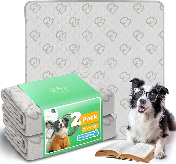 FXW Washable Pee Pads for Dogs, Puppy Pads with Super Absorbent, Specifically Designed for Potty Training, Square, 39" x 39", 2 Packs-PawvioPets