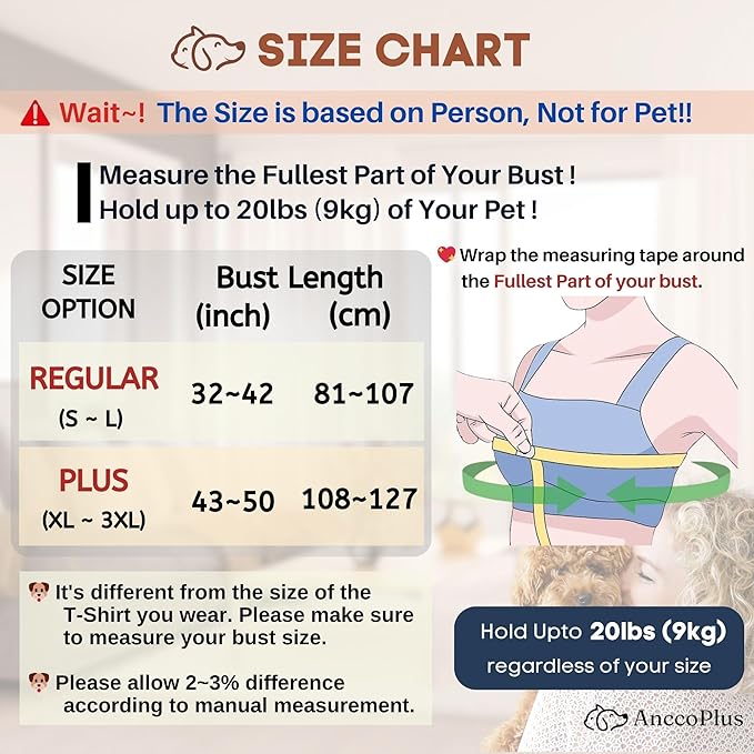 Dog Carriers for Small Dogs, Front Facing Dog Sling Carrier, Hands Free Cat Carrier, Size Adjustable, Reducing Back Pain, Premium Cotton, Safe and Soft Dog Carrier (Plus, Beige)-PawvioPets