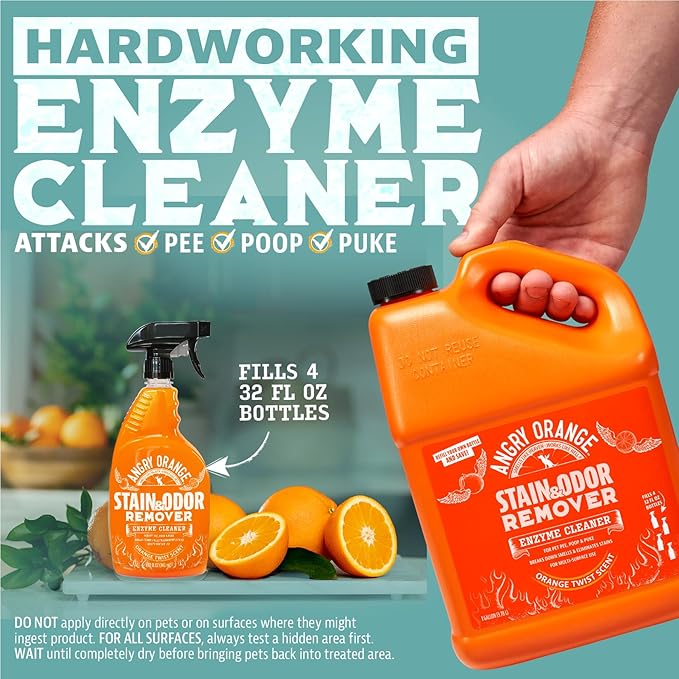ANGRY ORANGE 1 Gallon Enzyme Cleaner and Deodorizer, Pet Stain and Odor Remover for Dog & Cat Urine and Stains - Citrus, Made in USA-PawvioPets