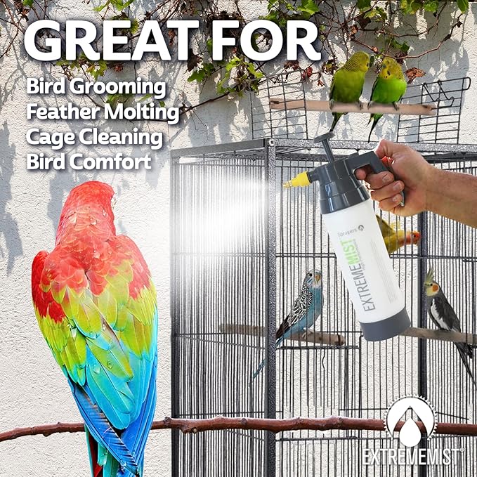 EXTREMEMIST High-Performance Bird Sprayer | Ultrafine Avian Pump Mister | Handheld Pet Bird Bath Mister | Adjustable Nozzle | Bird Cage Cleaner | Perfect for Macaws, Cockatiels, Parrots & More - 20oz-PawvioPets