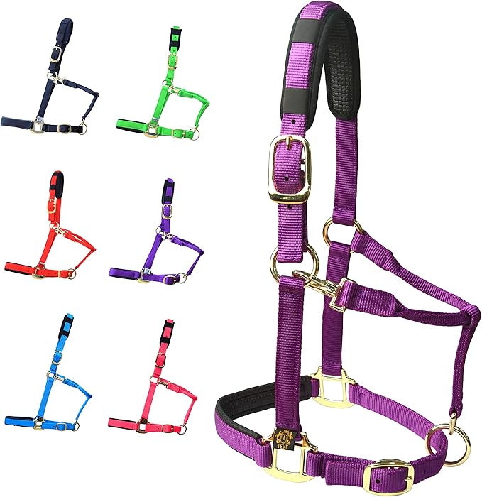 T TEKE Adjustable Horse Halters by Heavy Duty Soft Nylon, Padded with Anti-rubbing Waffle Neoprene on Both Crown & Nose-PawvioPets