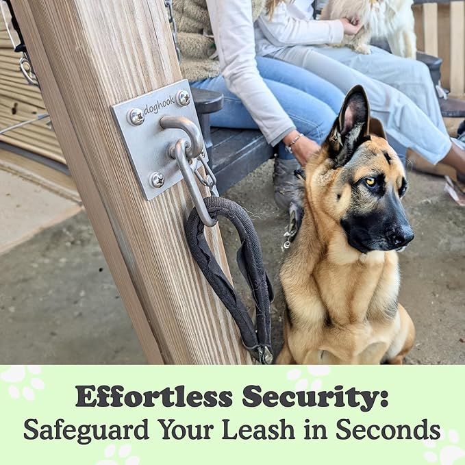 Canine Hitch- Secure Dog Leash Parking Wall Large Hook with Clip 6 Pack - Tie Out Stainless Steel & ABS Mounting Plate for Strength - Practical Lead Management for Home & Business-PawvioPets