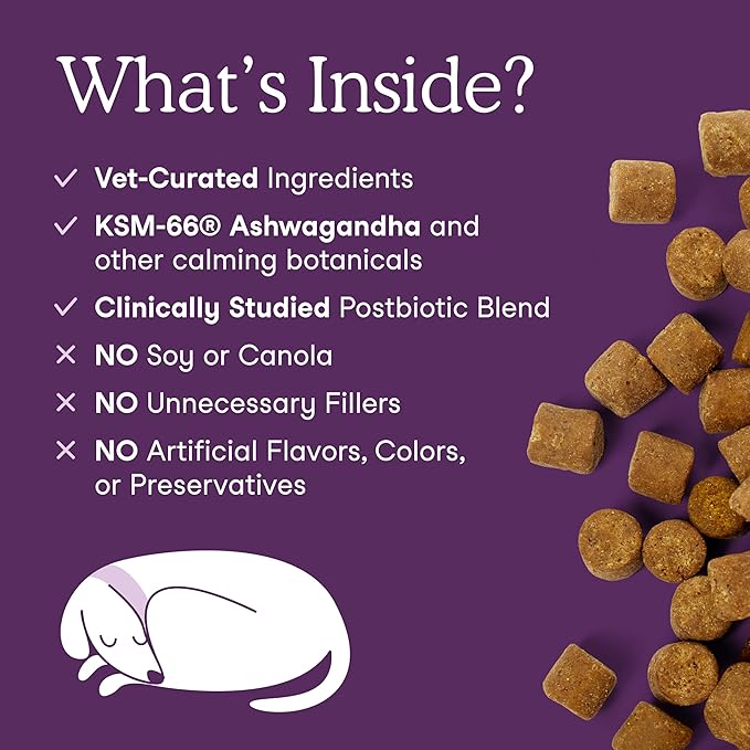 Fera Pets Dog Calming Chews with Ashwagandha & Priome® Mental Wellbeing Postbiotic Blend - Supports Anxiety Relief - Promotes Relaxation - 90 Soft Chews-PawvioPets