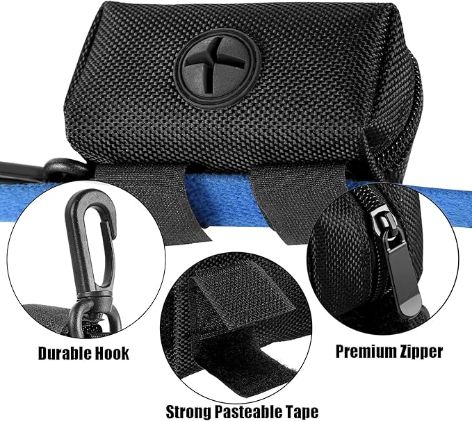 Dog Poop Bag Holder for Leash Attachment Dog Poop Bag Dispenser Dog Waste Bag Dispensers Dog Poop Bag Holders Fit Dog Leash Accessory With Hand Free Holder Carriers, Black-PawvioPets