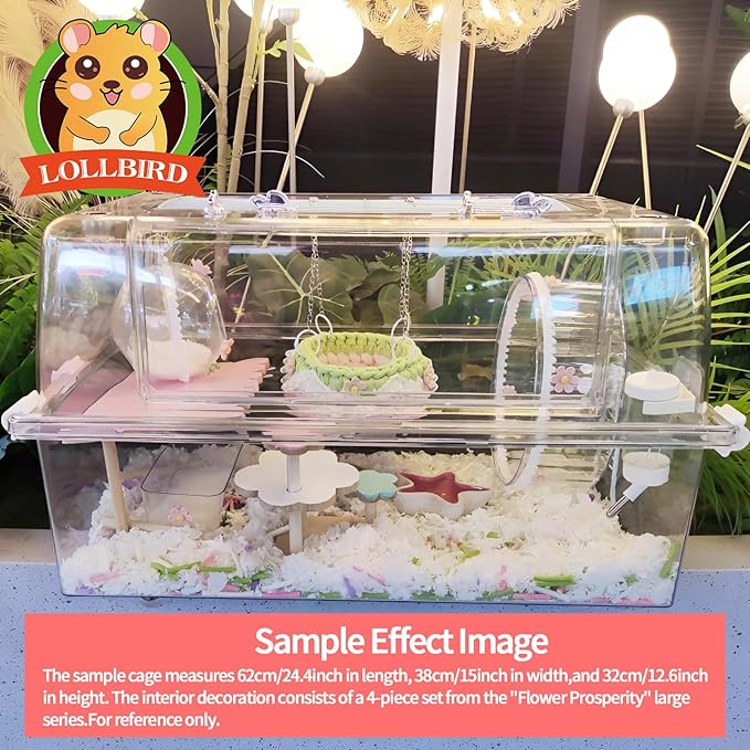 4-Pack Wooden Rat Cage Accessories - Platforms, Ladders & Hammocks Set for Chinchillas, Hamsters, Gerbils (for Iron/Wooden, Acrylic Hamster Cages + Customizable Layout) (11x6.7x5.5)-PawvioPets