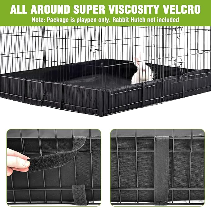 Bunny Playpen Indoor & Outdoor, Rabbit Playpen with Waterproof Liner, Extension Guinea Pig Cages for Small Animals (Playpen Only)-PawvioPets