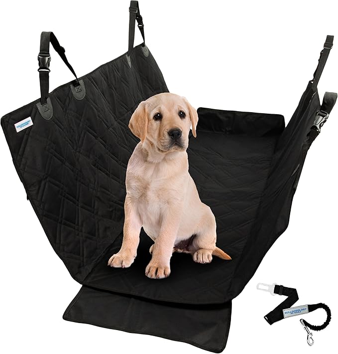 Bulldogology Dog Car Seat Cover for Back Seat 58"x56" Waterproof Pet Seat Cover SUV - Seat Cover for Dogs - Back Seat Protector - Dog Hammock for Car, Seat Cover for Truck (Large)-PawvioPets