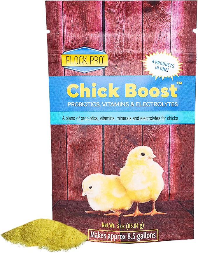 Flock PRO Chick Boost Probiotic - Probiotics, Vitamins, Minerals and Electrolytes for Chickens | Chicken Vitamins and Supplements for All Poultry - 3Oz-PawvioPets