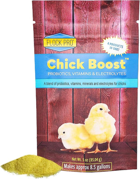 Flock PRO Chick Boost Probiotic - Probiotics, Vitamins, Minerals and Electrolytes for Chickens | Chicken Vitamins and Supplements for All Poultry - 3Oz-PawvioPets