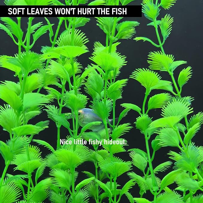 23.6 Inch Tall Aquarium Plants – Large Lifelike Artificial Fish Tank Decorations, Fish Tank Plants Plastic，2 Pcs Adjustable Length, Durable & Safe for Freshwater/Saltwater Aquariums (Green (Style A))-PawvioPets