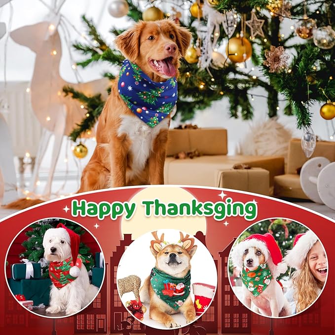 Abbylike 50 Pieces Christmas Dog Bandanas Bulk Xmas Bandanas for Dogs Triangle Kerchief Bibs Scarf Set for Christmas Pet Costume Accessories Decoration (31.5 x 21.7 x 21.7)-PawvioPets
