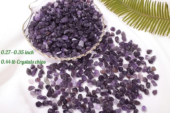 1lb Amethyst Aquarium Gravel Rocks Natural Tumbled Healing Crystal Chips Bulk Gemstones Tumbled Crushed Stones for Fountain Vase Filler Planters Decorative Fish Tank Potted Reiki Energy Balancing-PawvioPets