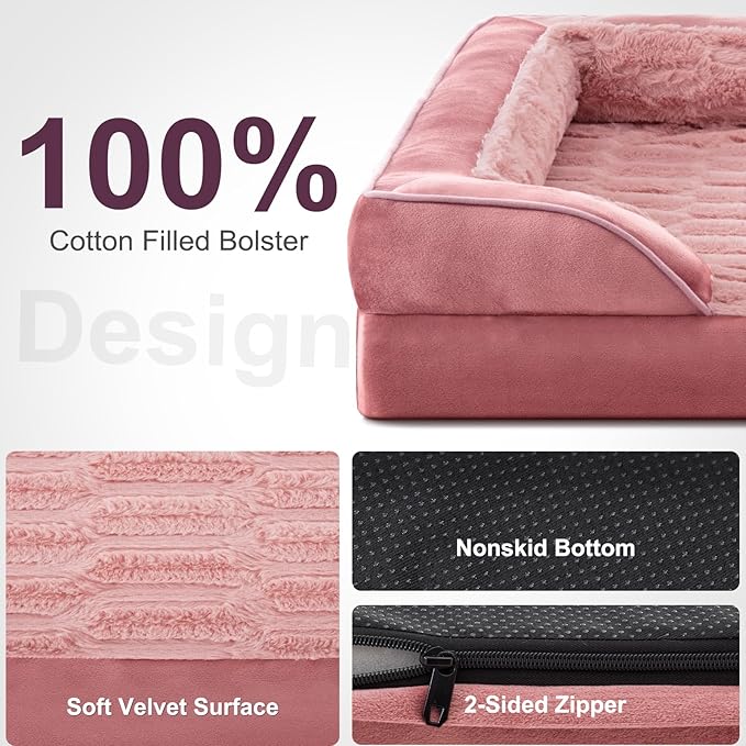 FURTIME Orthopedic Bed for Large Dogs, XL Washable Dog Beds Large Sized Dog, Comfy Supportive Foam Pet Couch Bed with Removable Washable Cover, Waterproof Extra Large Sofa Bed Foam and Nonskid Bottom-PawvioPets