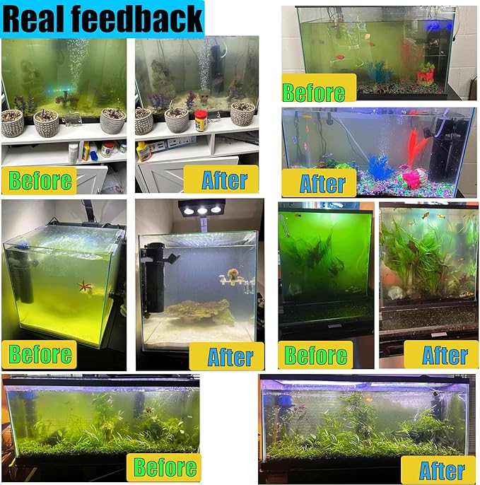 200GPH Aquarium Filter, U-V for Aquarium for 20-75 Gal Tank, Submersible Pump Filter for Green Water and Algae Clean, Ultra-Silent Green Killing Machine with Fish Tank Deodorization-PawvioPets