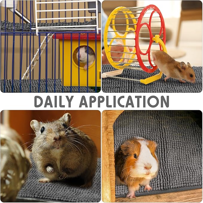 Amylove 4 Pcs Guinea Pig Cage Liner Guinea Pig Bedding Washable Fleece Pee Pads Reusable Small Animals Training Mat Small Animal Sleeping Bed for Bunny Hamster(Dark Gray,47 x 24 Inch)-PawvioPets