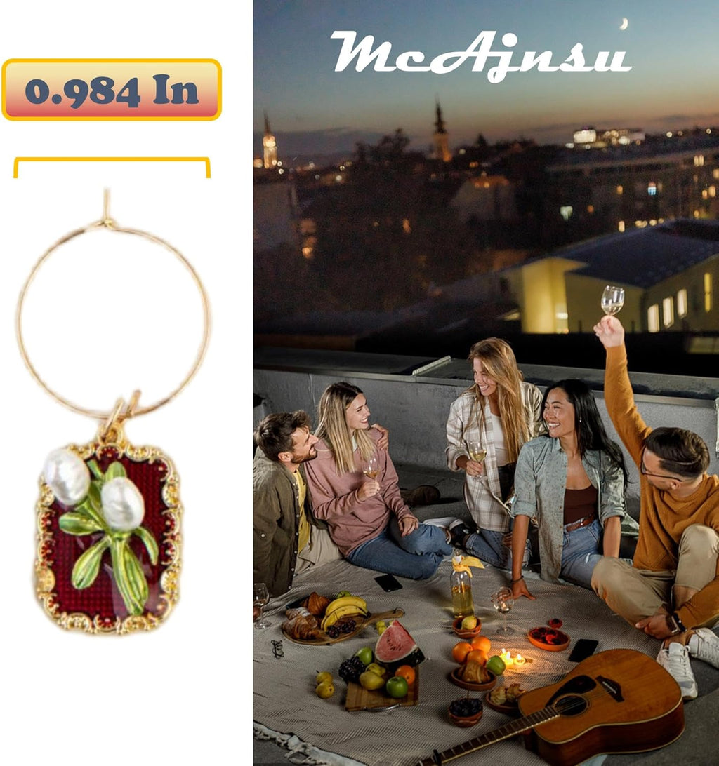 24Pcs Wine Glass Charms & Markers - Reusable Identifier Tags for Stem Glasses - Funny Non-Scratch Charms for Summer Beach, Christmas & Wine Party