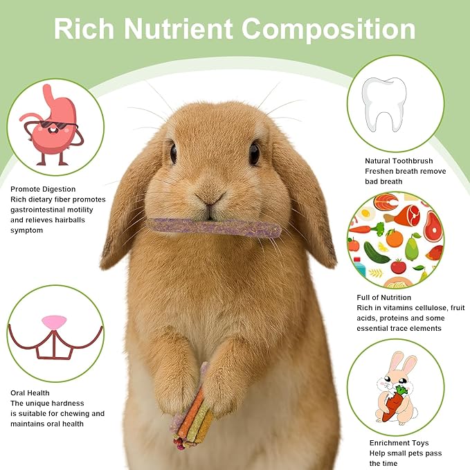 70PCS Rabbit Chew Sticks, Bunny Guinea Pig Toys for Teeth Natural Timothy Hay Sticks for Rabbit Chinchilla Guinea Pig Bunny Hamster - Chews Toys for Small Rodents' Teeth-PawvioPets