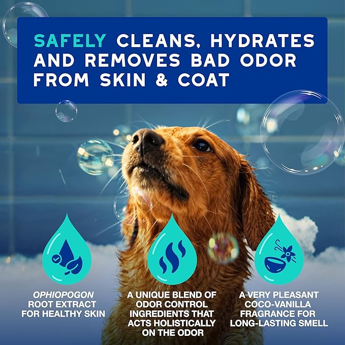 DOUXO® Skin & Coat SPA - Ultra-Safe Odor Control Dog Shampoo for Smelly Dogs, 16 fl oz, Cleans and Hydrates The Skin, Removes Odor, Leaves The Coat Soft and Smelling Great, Skin-Friendly Formula-PawvioPets