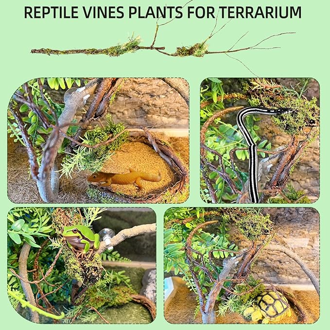 BNOSDM Reptile Vines, Bendable Jungle Climbing Vine, Terrarium Artificial Plants Decor, Reptiles Tank Accessories for Bearded Dragons, Chameleons, Snakes, Lizards, Hermit Crabs-PawvioPets