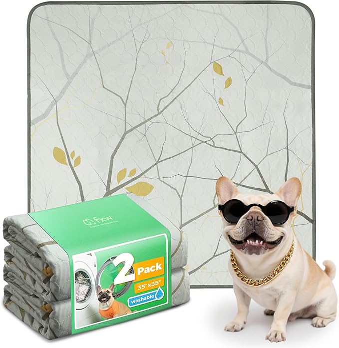FXW Washable Pee Pads for Dogs, Puppy Pads with Super Absorbent, Specifically Designed for Potty Training, 35" Square, Branch, 2 Packs-PawvioPets