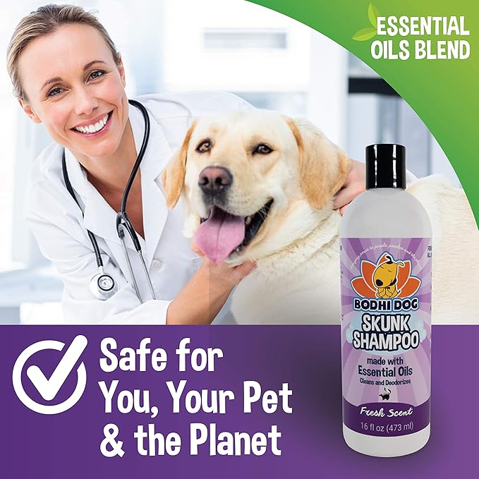 Bodhi Dog Skunk Shampoo - Odor Remover with Essential Oils for Dogs & Cats - Cleans, Deodorizes & Eliminates Skunk Smell - Gentle on Skin & Suitable for Pets of All Sizes - Made in USA (16 Fl Oz)-PawvioPets