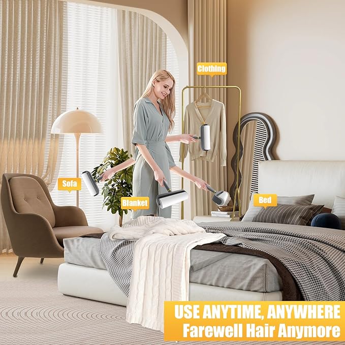 6.3" Large Surface Lint Roller Refills, Extra Sticky Roller for Clothing, Pet Hair, Furniture Cleaning, 6 Refills Total 600 Sheets-PawvioPets