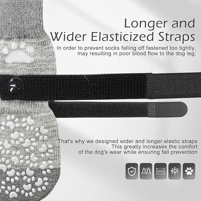 EXPAWLORER Anti Slip Dog Socks to Prevent Licking Paws, Dog Shoes for Hot Pavement, Dog Booties for Small Medium Large Senior Dogs, Traction Control Boots & Paw Protectors for Hardwood Floors-PawvioPets