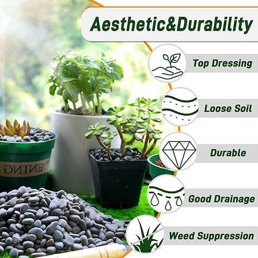 45 LB Natural River Rocks Mexican Beach Pebbles, 0.3-0.6 Inch Natural Unpolished Bulk Rocks, Pebbles for Landscaping Garden Paving Plant, Rocks for Walkways Outdoor Decorative Stone, Grey-PawvioPets