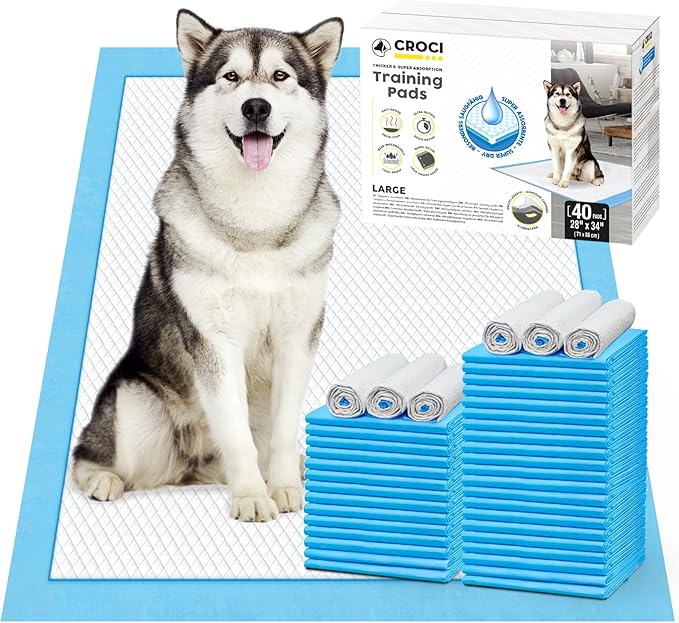 CROCI Dog Pads 28x34in Extra Large, Wee Wee Pads for Dogs Super Absorbent Up to 6 Cups, Disposable (40 Counts)-PawvioPets