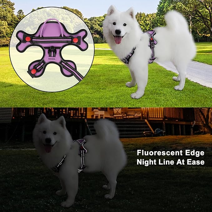 Dog Harness, Adjustable Reflective Dog Vest No Pull Dog Harness with Badge and Bow Tie for Puppy Small Medium Large Dogs-PawvioPets