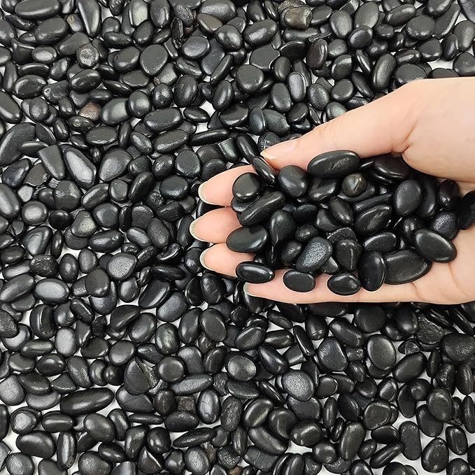 2 lbs Black Pebbles for Indoor Plants, 3/8 inch Decorative Rocks, Black River Rocks for Succulent Potted Plant, Vase, Aquarium, Landscaping and Outdoor Garden Rocks-PawvioPets