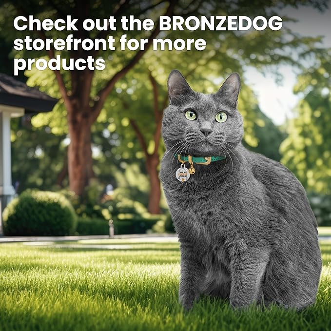 BRONZEDOG Leather Cat Collar with Removable Bells Non Breakaway Kitten QR Tag for Girl Boy (9" - 12" Cats/Mini Dogs, Purple & Gold)-PawvioPets