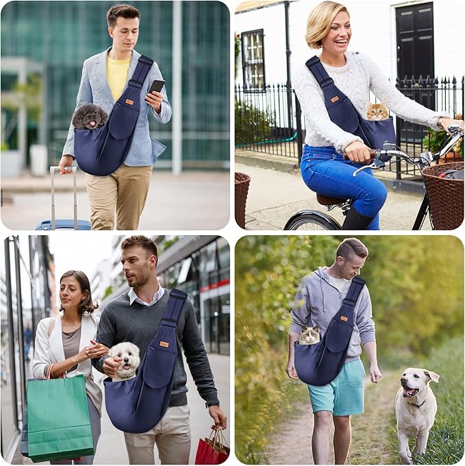CUBY Dog and Cat Sling Carrier - Hands Free Reversible Pet Papoose Bag - Soft Pouch and Tote Design - Adjustable - Suitable for Puppy, Small Dogs, and Cats for Outdoor Travel-PawvioPets