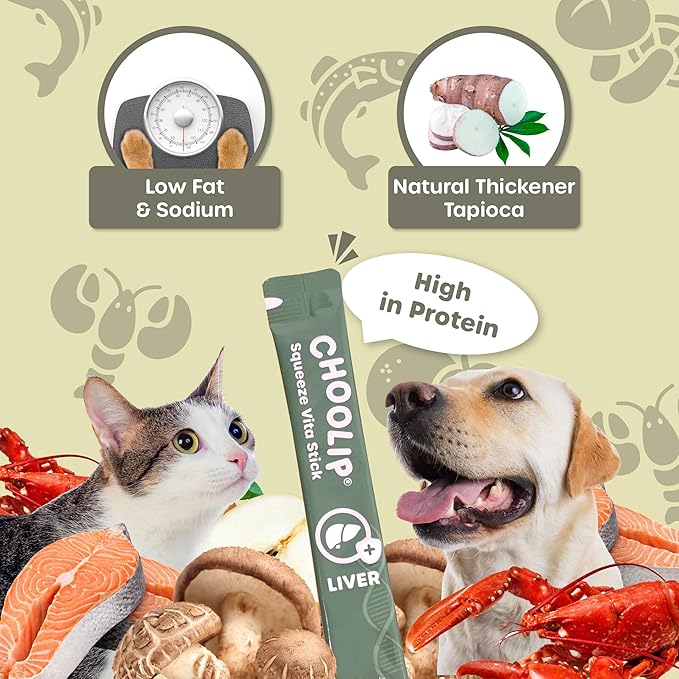 Grab & Go Squeeze Vita Stick Lickable Treats for Dogs & Cats. 49 Liver Support Sticks with Essential multivitamins. Soft and Tasty Paste for All Life Stages, Supporting Liver Health-PawvioPets