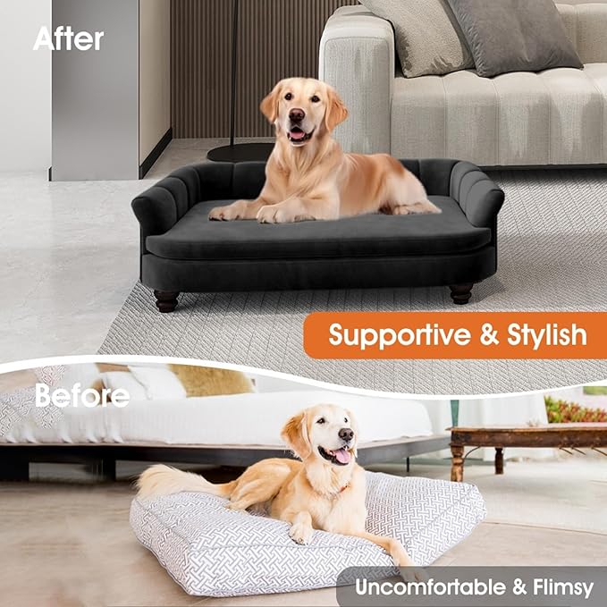 Dog Couch Sofa Bed, Comfortable Pet Sofa for Large and Medium Dogs, Soft Velvet Cushion, Durable Dog Furniture for Living Room-PawvioPets